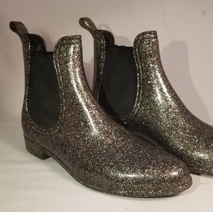 Chelsea Style Pull-on Silver Glitter Rainboots